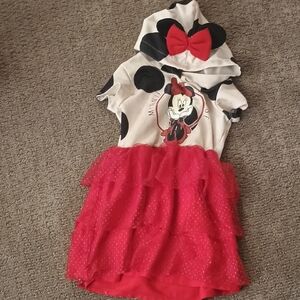 Disney Minnie Mouse Red and Black Kids Casual Dress